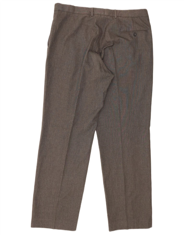 Marks & Spencer Pantalón de traje de corte regular para hombre W36 L31 Poliéster gris