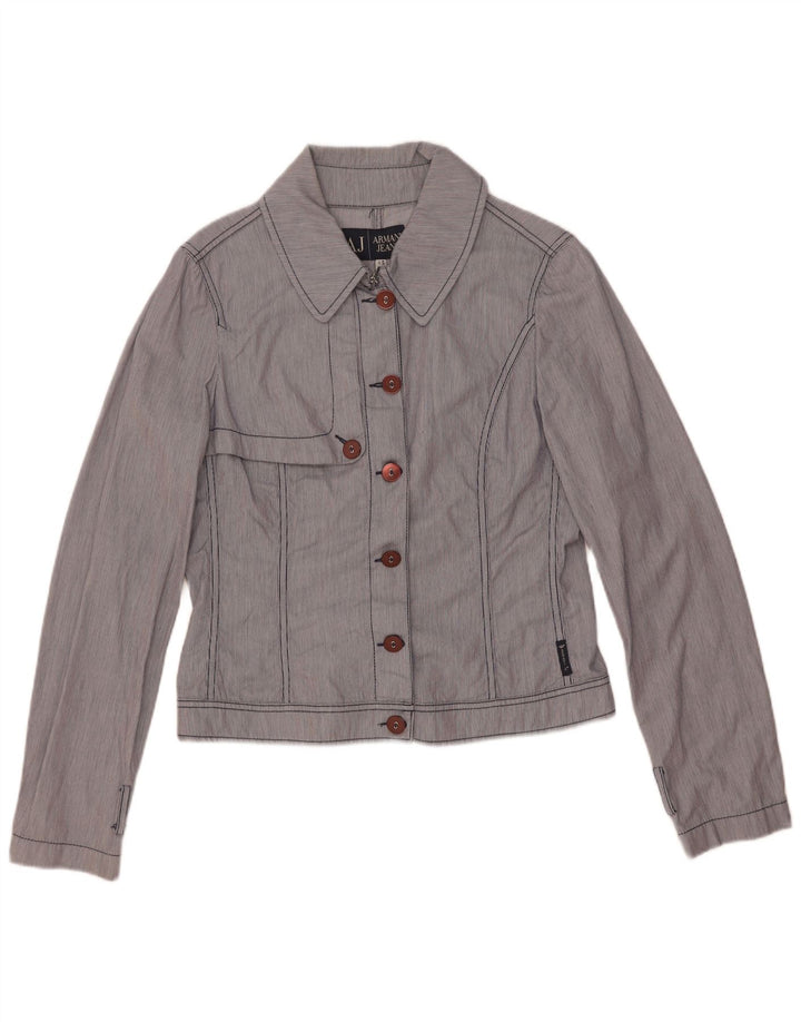 Armani Jeans Chaqueta Bomber para Mujer US 8 Azul Medio Algodón a Rayas