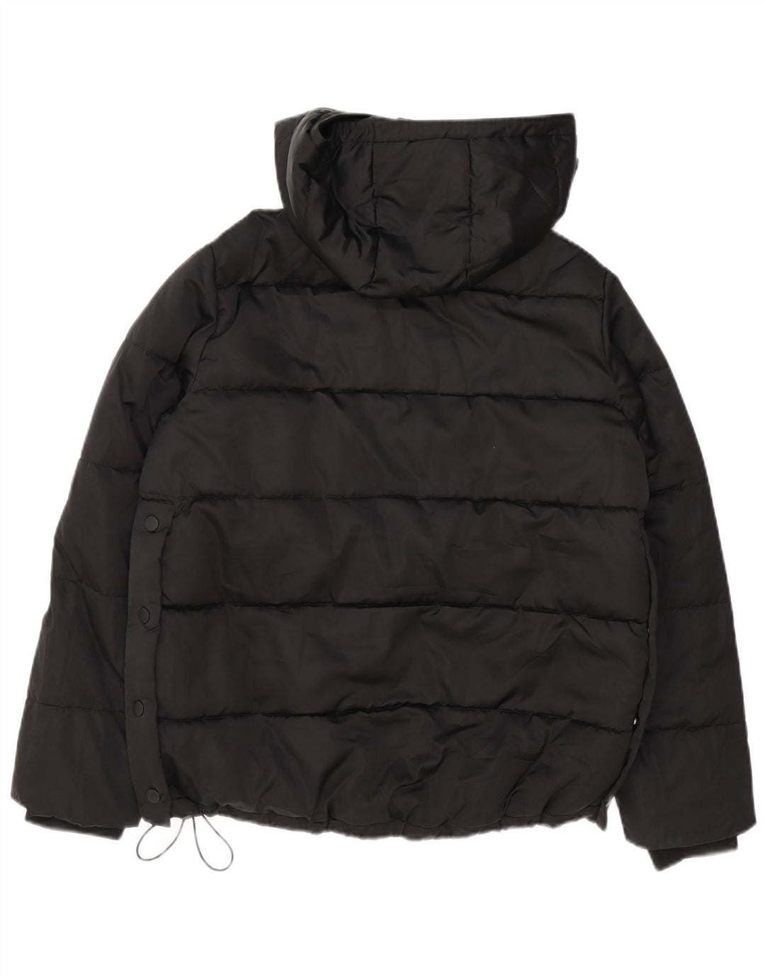 Zara Chaqueta Anorak Acolchada con Capucha De Gran Tamaño para Mujer UK 10 Small Black