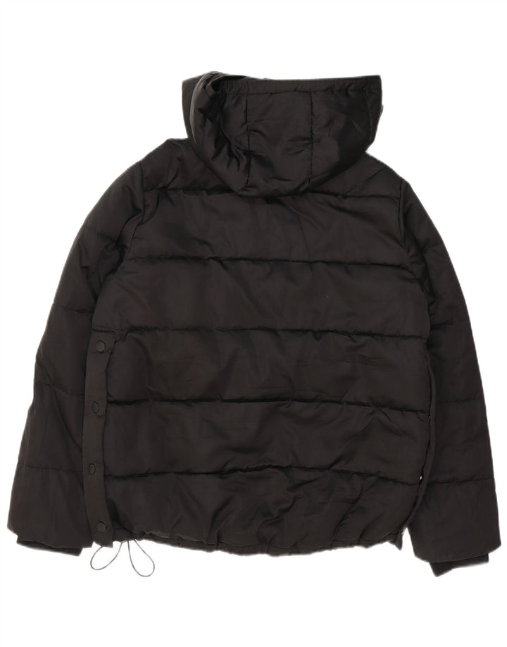 Zara Chaqueta Anorak Acolchada con Capucha De Gran Tamaño para Mujer UK 10 Small Black