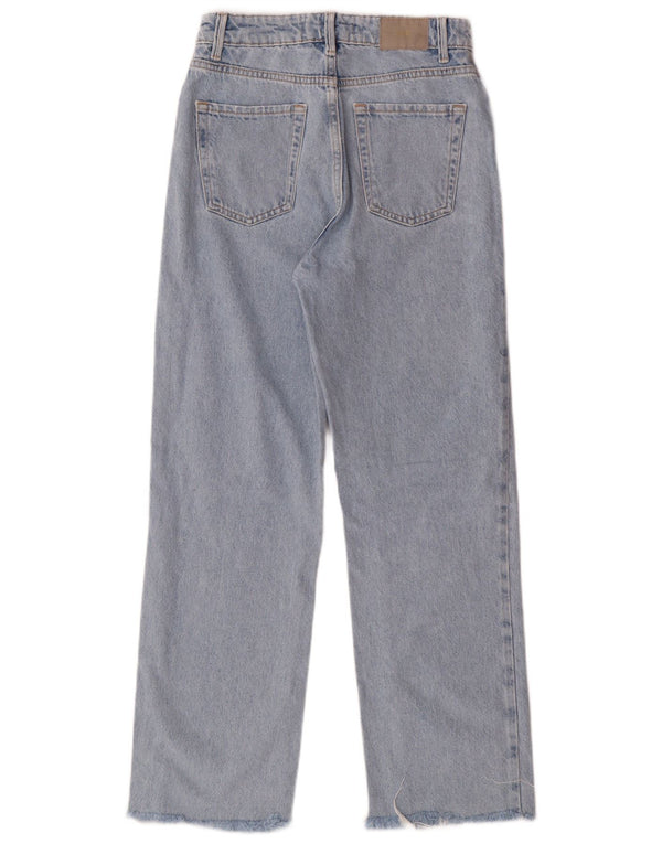 Zara Vaqueros rectos de cintura alta para mujer EU 34 2XS W24 L27 Azul Algodón Clásico