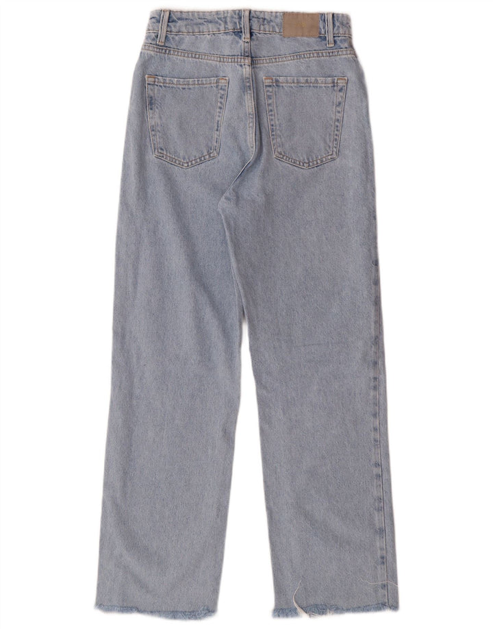 Zara Vaqueros rectos de cintura alta para mujer EU 34 2XS W24 L27 Azul Algodón Clásico