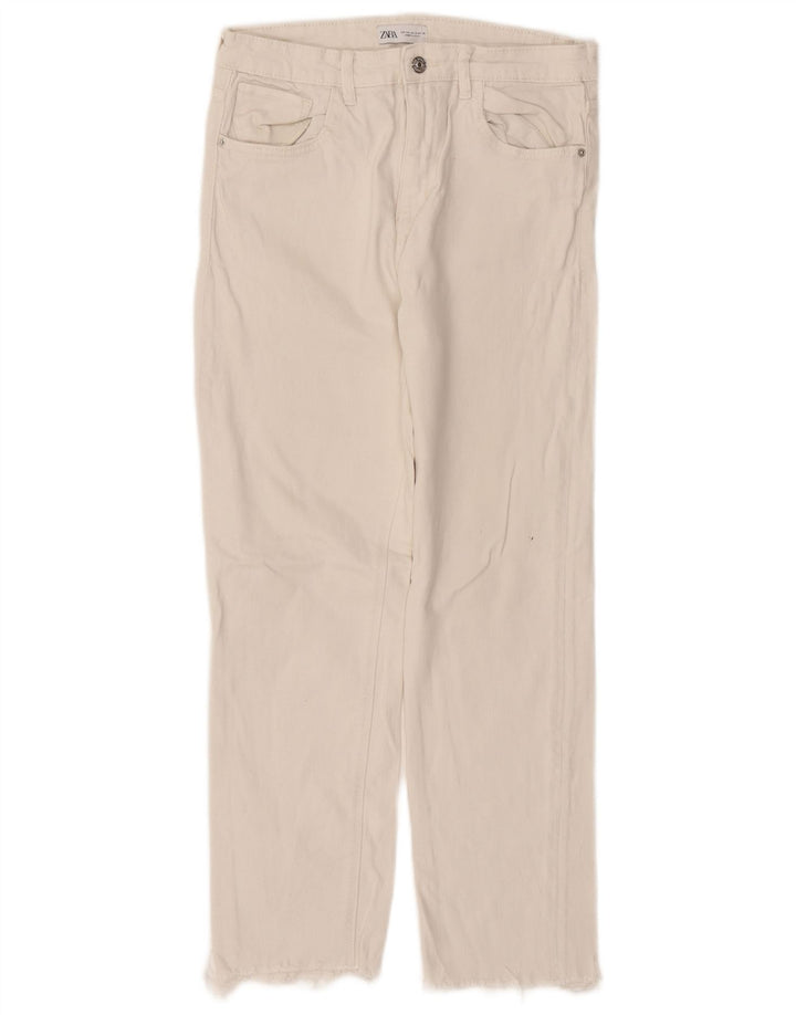 Zara Jeans Rectos Mujer EU 40 Medium W30 L27 Blanco