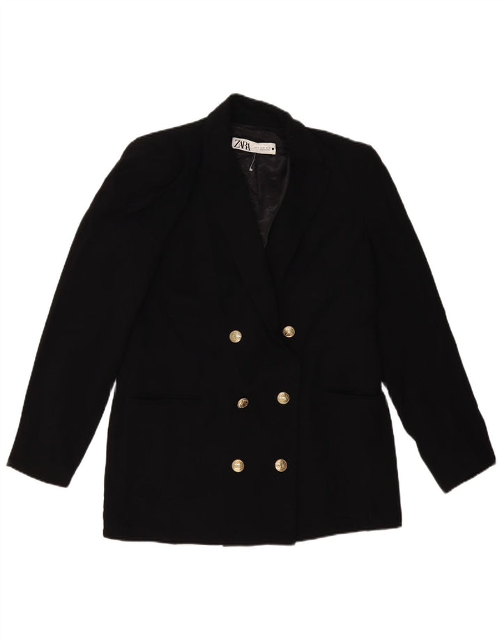 ZARA Mujer Blazer Cruzado Mediano Poliéster Negro