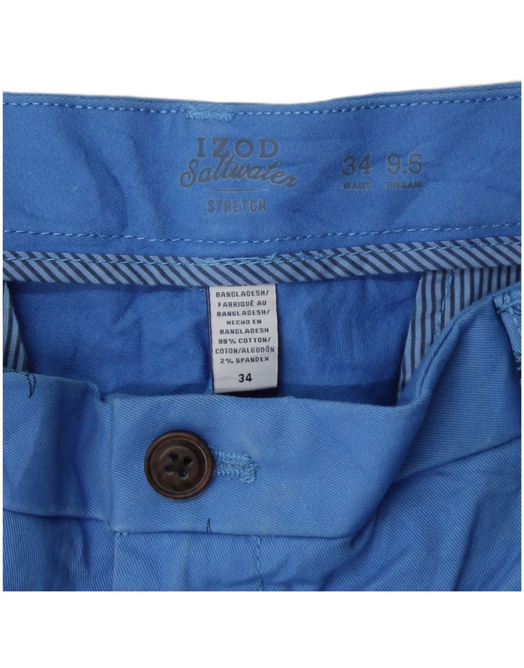 IZOD Pantalones cortos chinos de agua salada para hombre W34 Algodón con manchas azules grandes