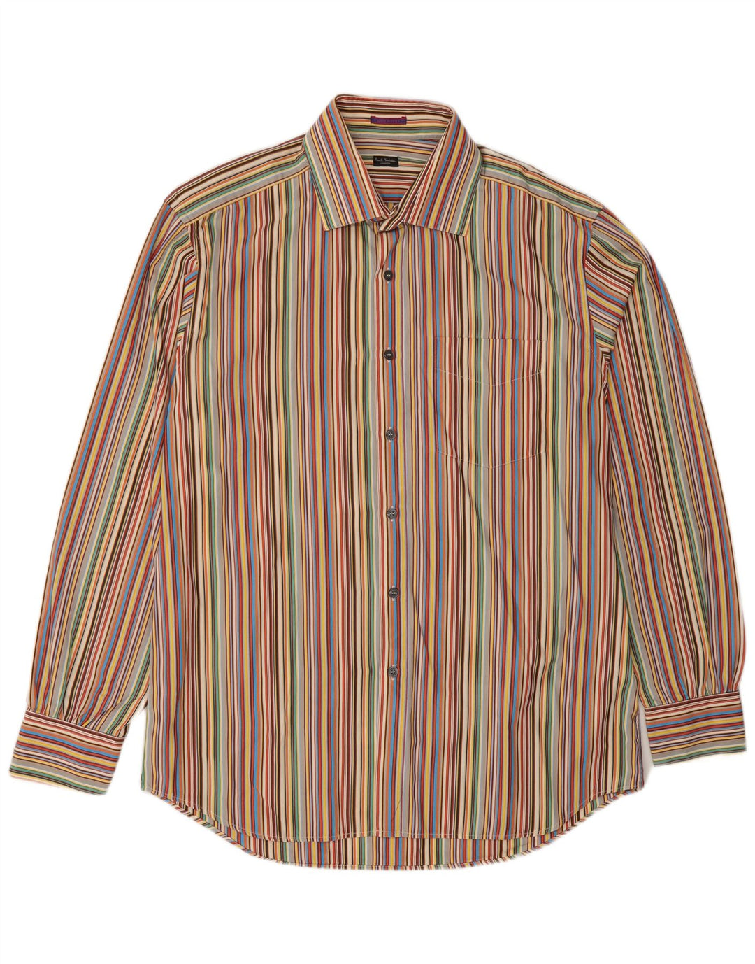 PAUL SMITH Camisa para hombre Talla 16 1/2 42 Algodón a rayas multicolor grande