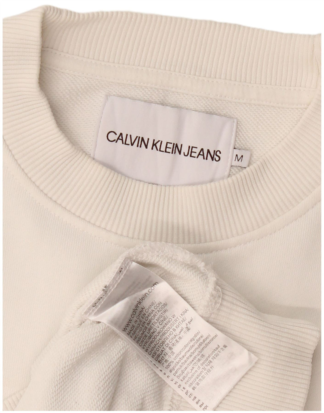 Calvin Klein Jeans - Sudadera de manga 3/4 para mujer, talla 40, talla mediana, color blanco