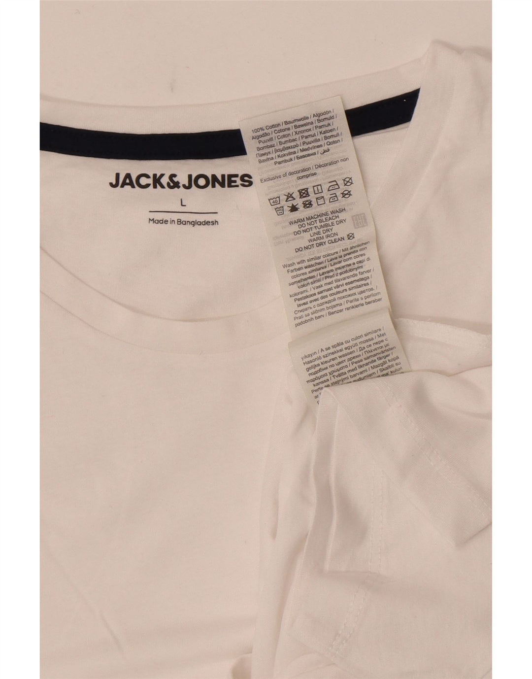 Jack & Jones - Camiseta para hombre, talla grande, color blanco, algodón