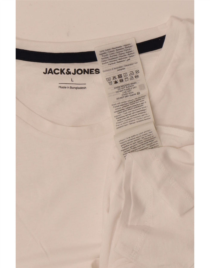 Jack & Jones - Camiseta para hombre, talla grande, color blanco, algodón