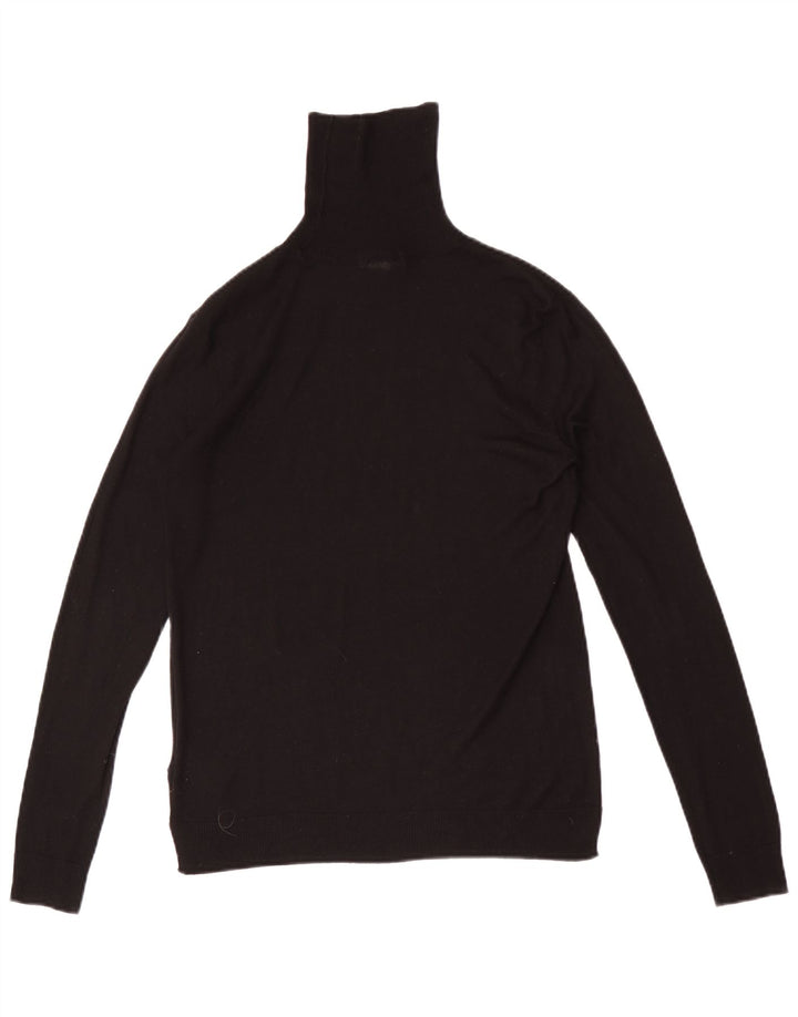 Suéter básico para mujer con cuello vuelto, talla 10, acrílico negro pequeño