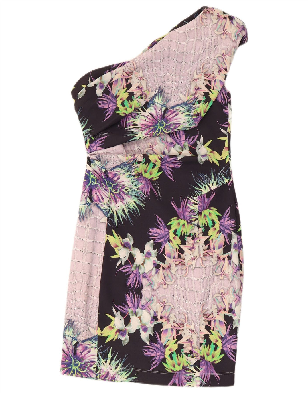 Just Cavalli Vestido de un Hombro para Mujer IT 42 Medium Multicolor Floral