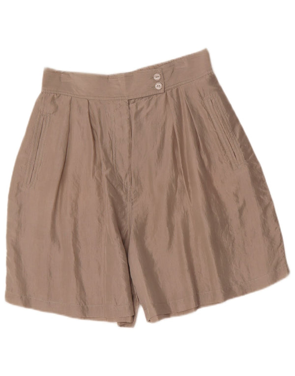 Vintage mujer cintura alta pegado Bermudas Shorts EU 40/42 Medio W30 Beige