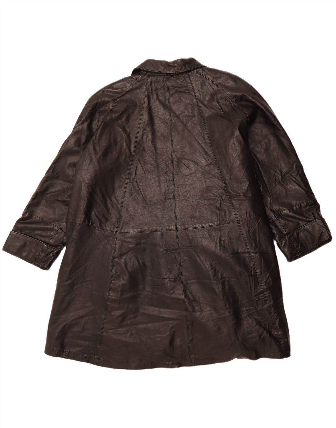 Vintage mujer abrigo de cuero de gran tamaño IT 56 cuero negro grande