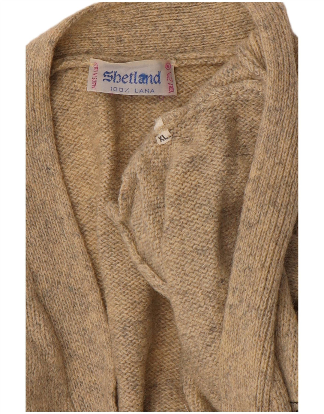 SHETLAND Cárdigan Hombre XL Lana Moteada Beige