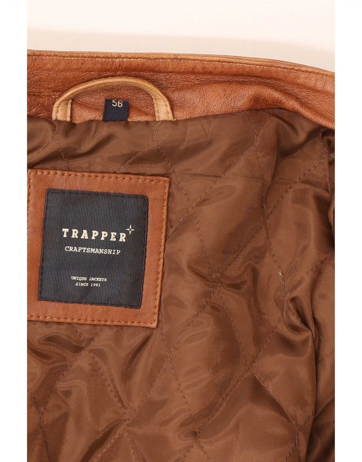Trapper Chaqueta de cuero para hombre IT 56 3XL Cuero marrón