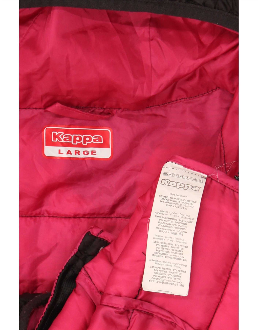 Kappa Chaqueta Acolchada Con Capucha Para Mujer UK 46 Large Poliamida Negra