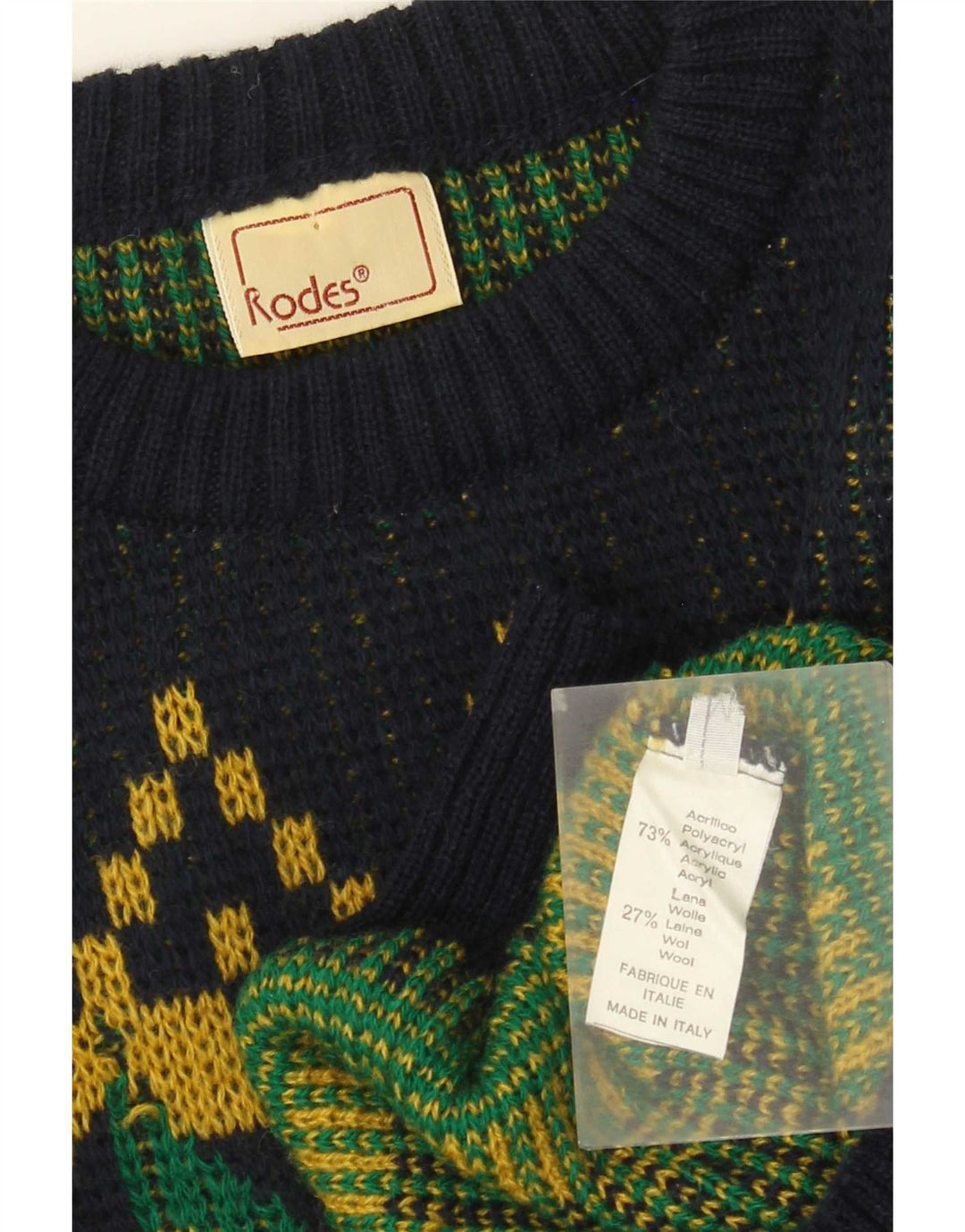 Rodes Jersey De Cuello Redondo Para Hombre Suéter Medio Azul Marino Geométrico Acrílico