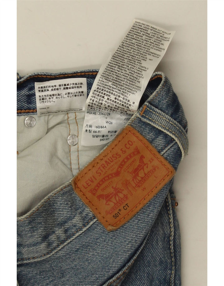 LEVI'S Mujer 501 Shorts De Mezclilla W26 Pequeño Algodón Con Manchas Azules