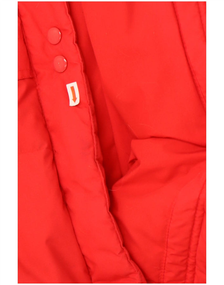 Vintage mujer abrigo acolchado de gran tamaño EU 36/38 pequeño poliéster rojo