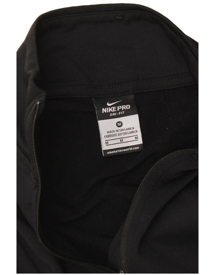 NIKE Womens Dri Fit Zip Neck Pullover Tracksuit Top UK 12 Medium Black