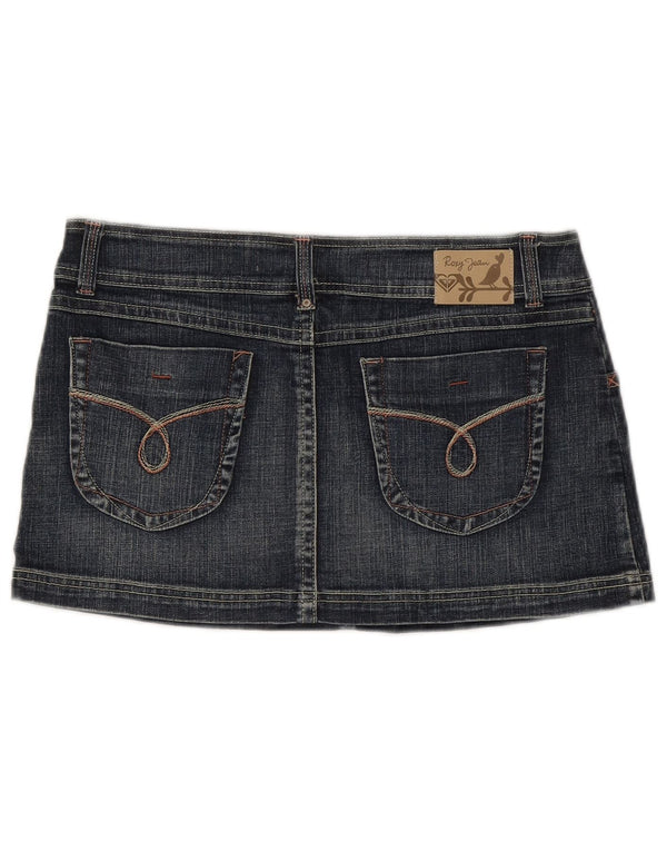 Roxy Minifalda vaquera de corte recto para mujer US 12 grande W32 algodón azul