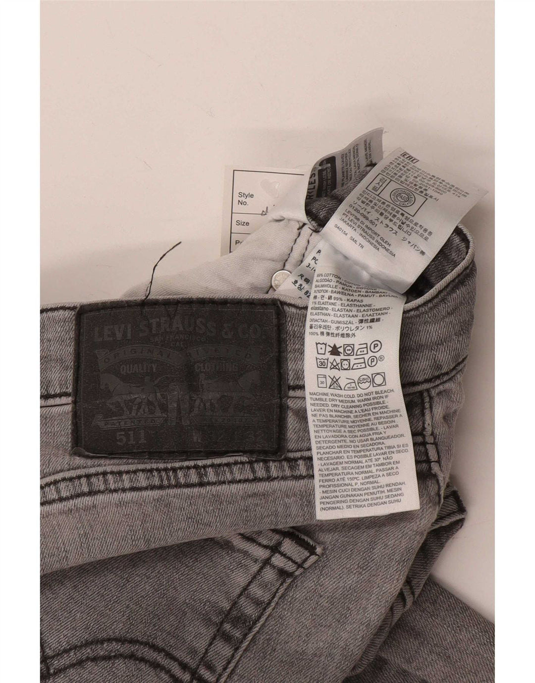 Levi's Hombre 511 Slim Jeans W32 L32 Algodón Gris