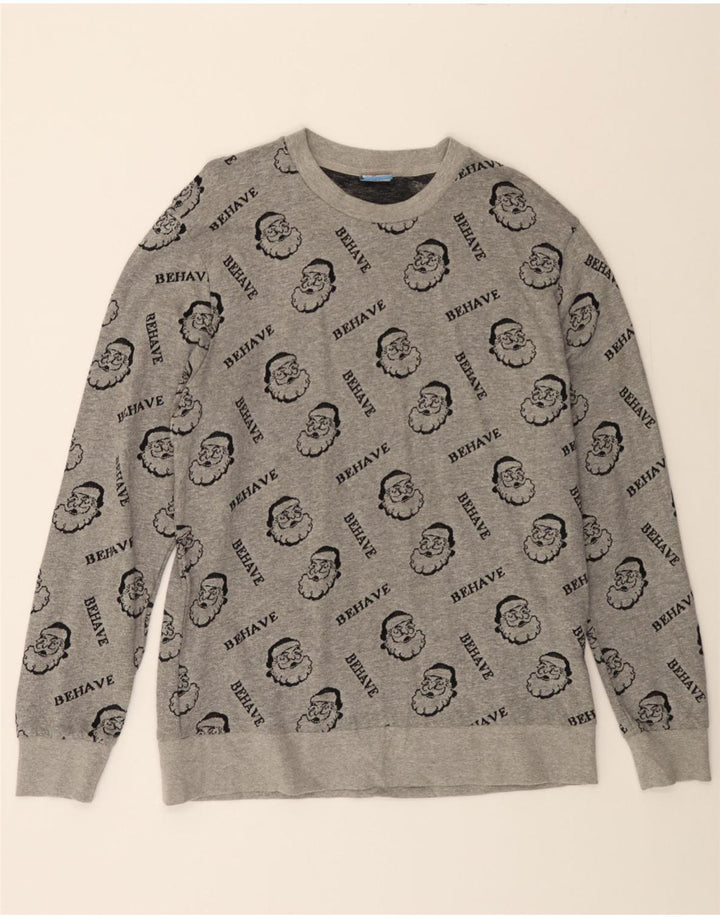 JACK & JONES Mens Graphic Sweatshirt Jumper XL Grey Cotton Vintage Jack & Jones and Second-Hand Jack & Jones from Messina Hembry 