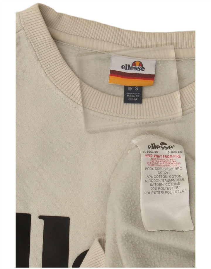 Ellesse Hombre Sudadera Gráfica Jersey Pequeño Algodón Blanco