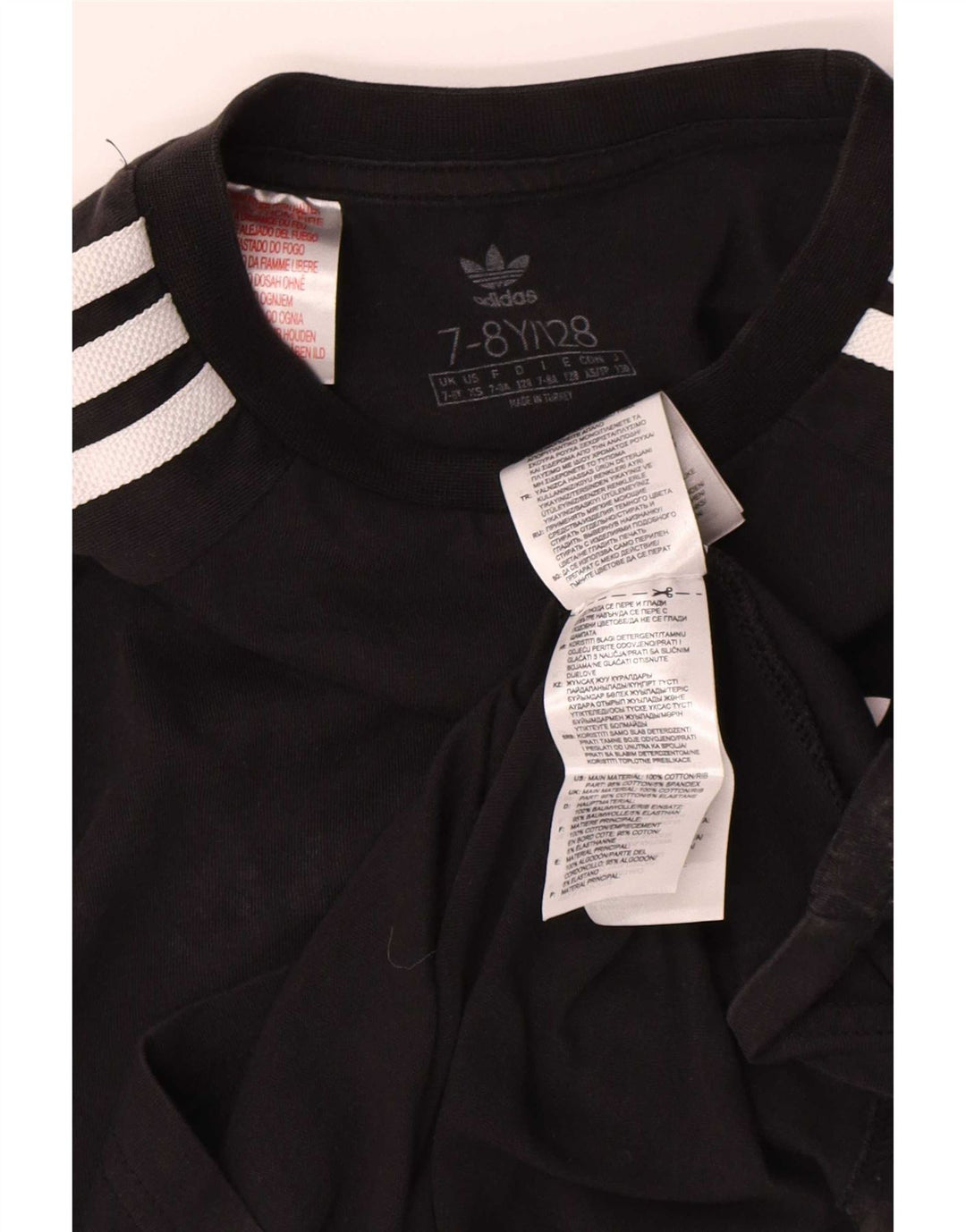 Adidas Camiseta Niño Manga Larga 7-8 Años Negro Algodón