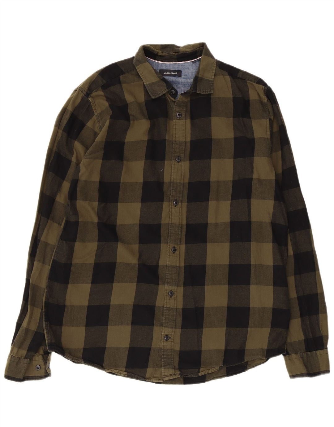 Jack & Jones Hombre Camisa De Franela XL Algodón A Cuadros Caqui