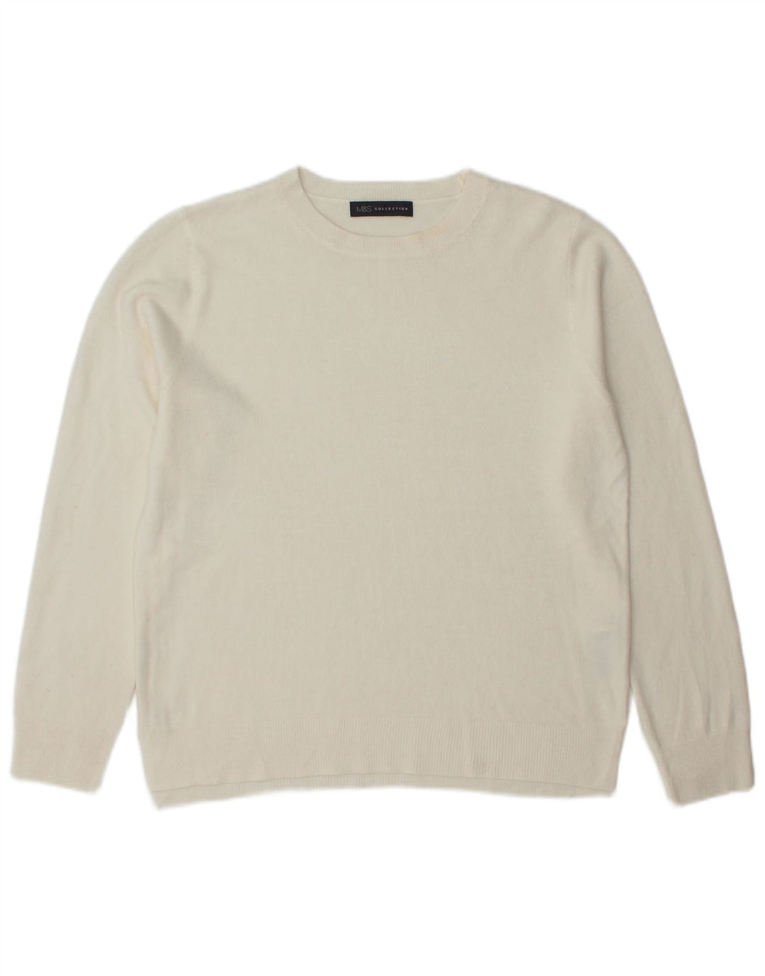 Marks & Spencer Suéter tipo jersey con cuello redondo para mujer UK 14 Medium Off White