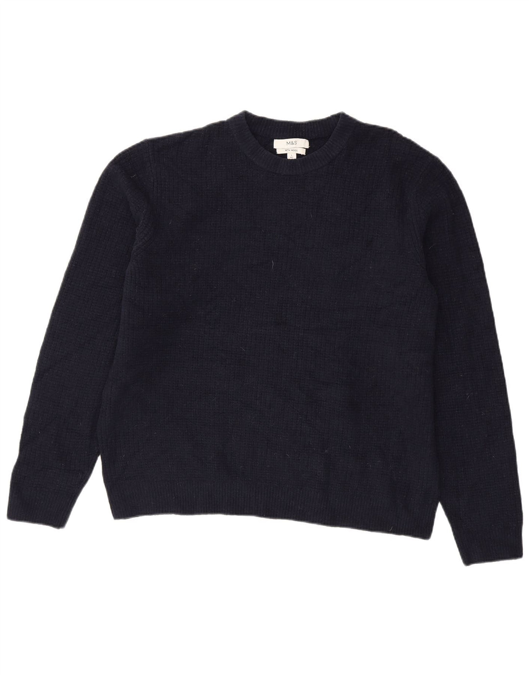 Marks & Spencer - Jersey de cuello redondo para hombre, talla grande, acrílico azul marino