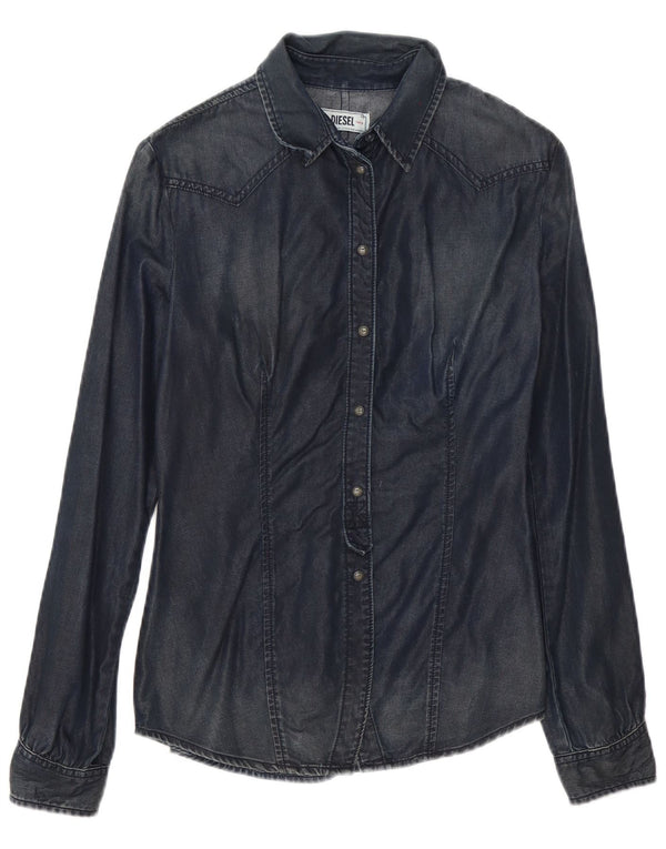 Diesel Camisa Vaquera Mujer UK 40 Mediano Azul Marino Algodón