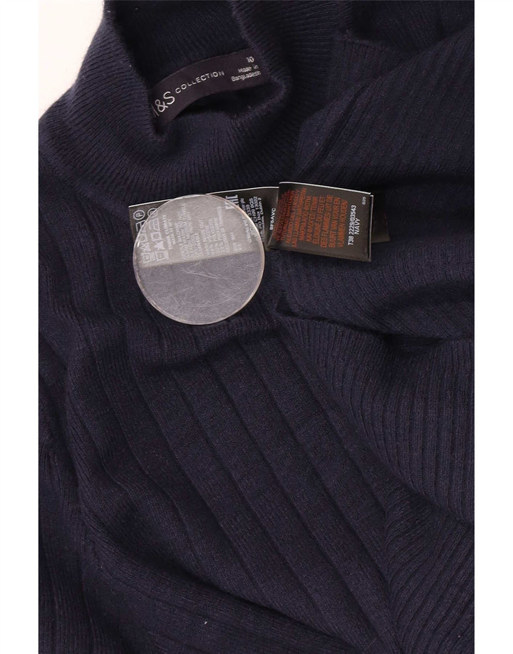 Marks & Spencer Jersey con Cuello Alto para Mujer UK 10 Small Azul Marino