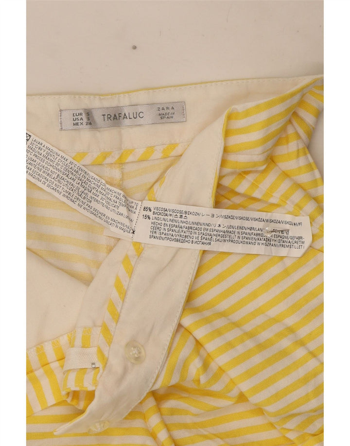 Zara Mujer Hot Pants Small W26 Viscosa A Rayas Amarillas