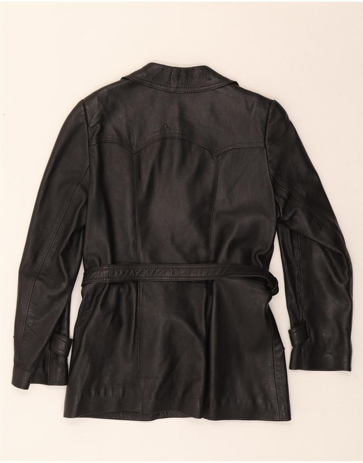 VINTAGE Womens Leather Jacket IT 44 Medium Black Leather Vintage Vintage and Second-Hand Vintage from Messina Hembry 