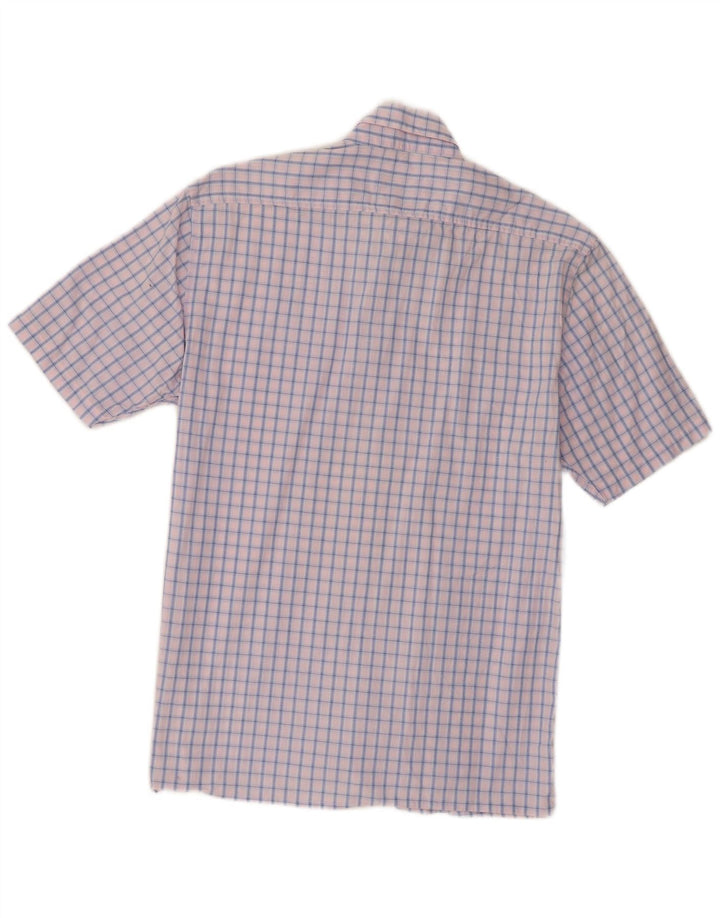 Yves Saint Laurent Hombre Camisa De Manga Corta De Algodón A Cuadros Rosa Medio