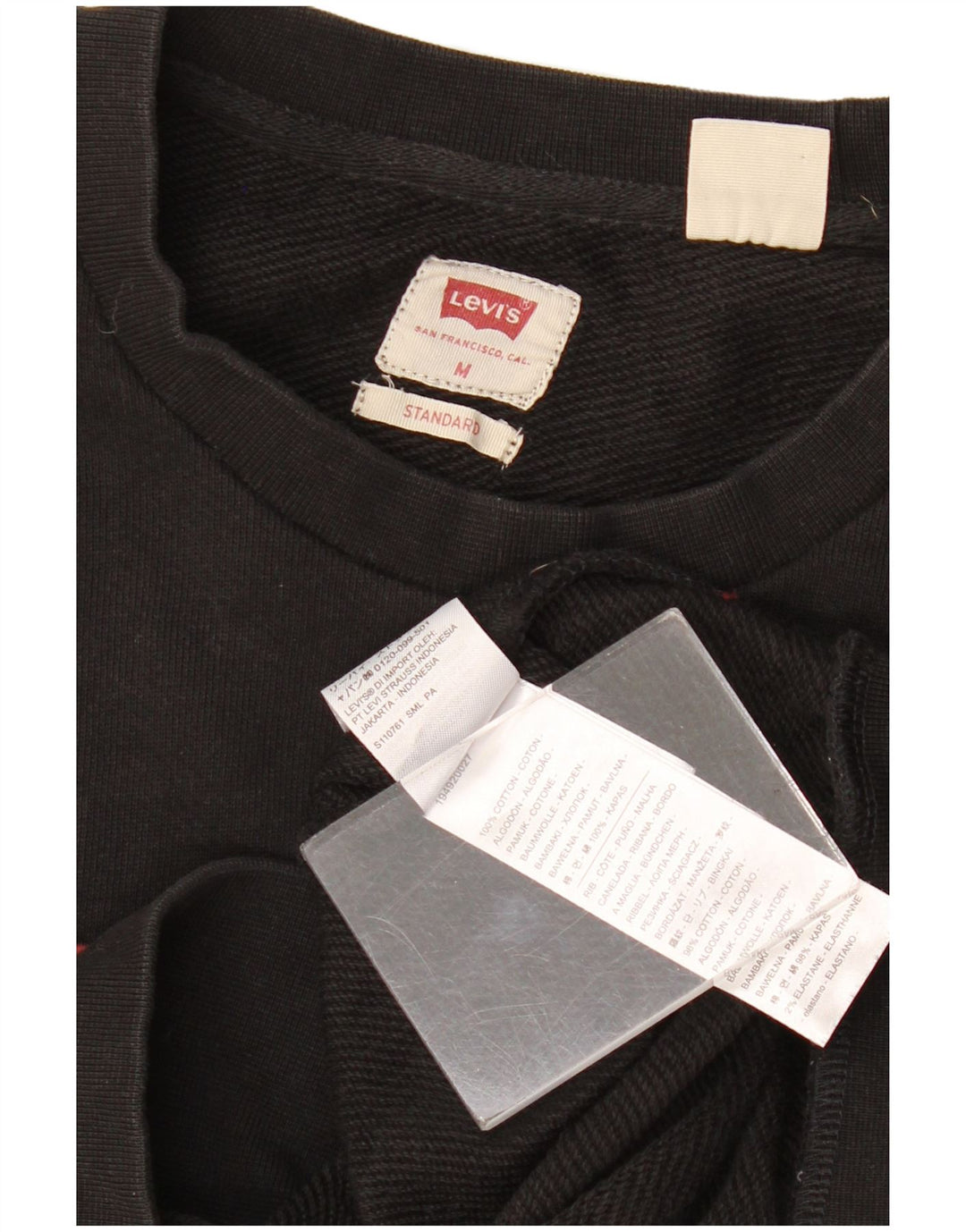 Levi's Hombre Sudadera Gráfica Jumper Algodón Negro Mediano