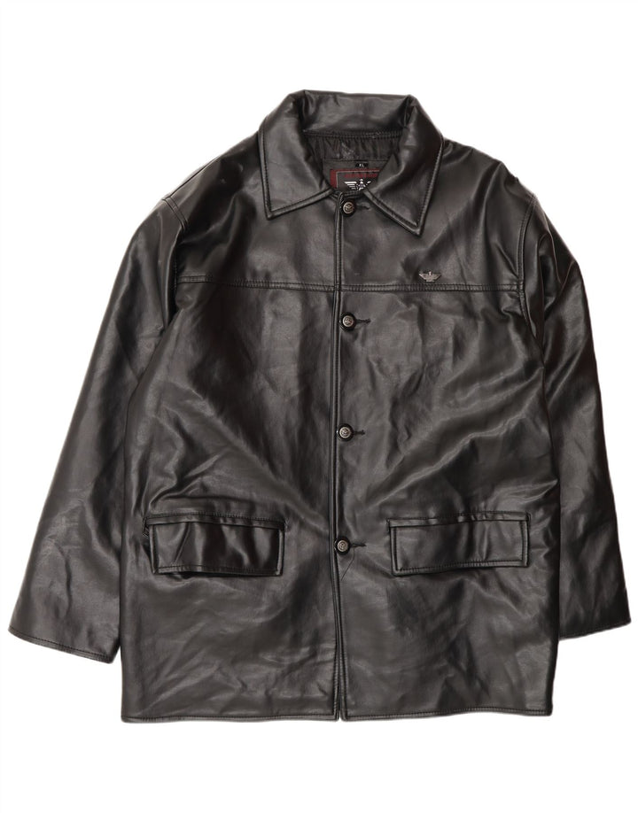 REPORTAGE Abrigo de cuero para hombre UK 42 XL Negro