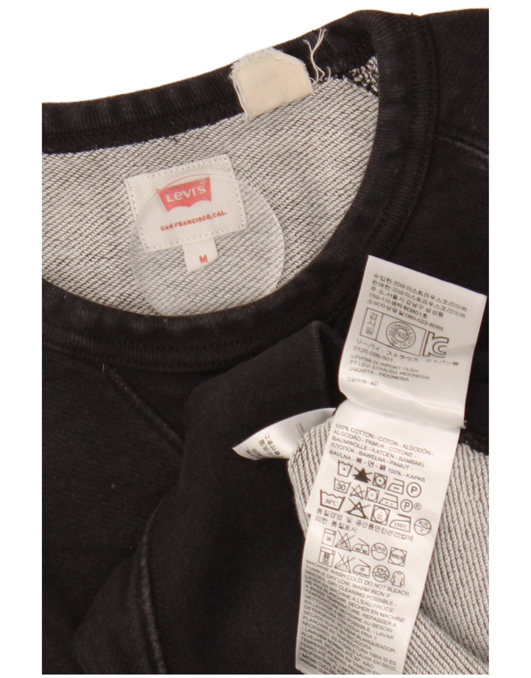 Levi's Hombre Sudadera Jumper Medium Negro Algodón
