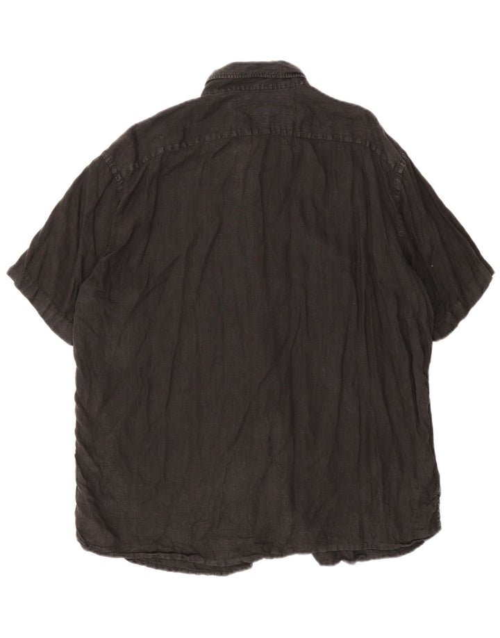 Camisa Hugo Boss Hombre Manga Corta XL Lino Gris
