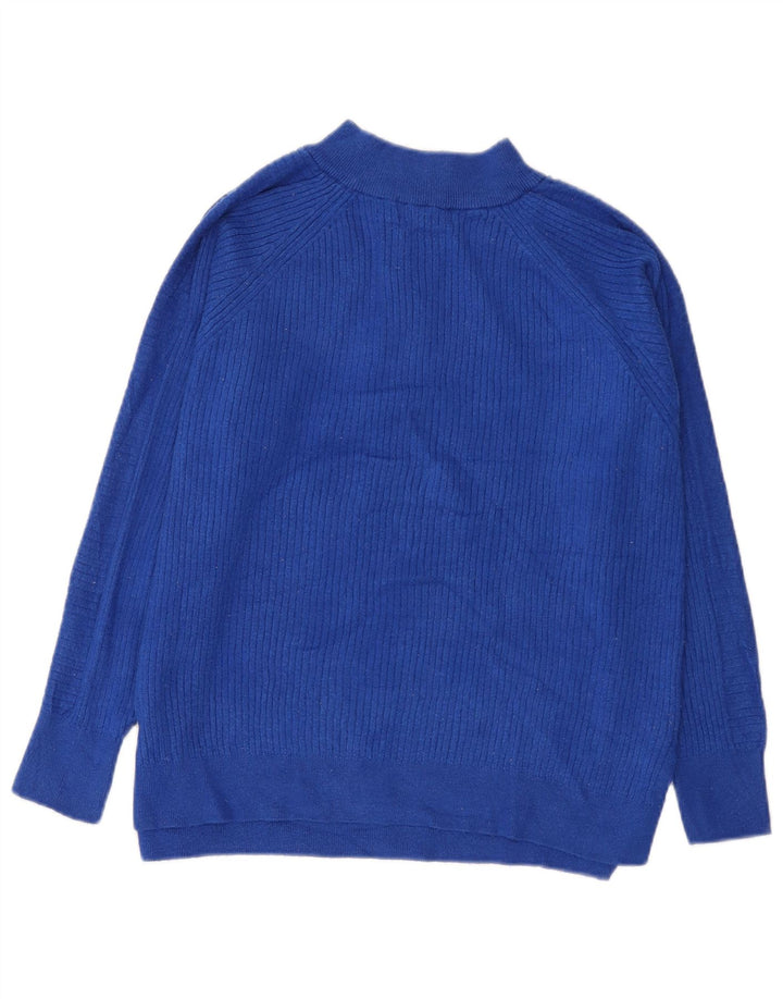 Marks & Spencer Jersey con cuello y cremallera para mujer UK 46 Viscosa azul grande