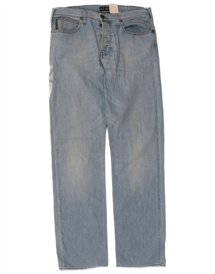 Armani Vaqueros Rectos Gráficos Para Hombre W36 L33 Algodón Azul