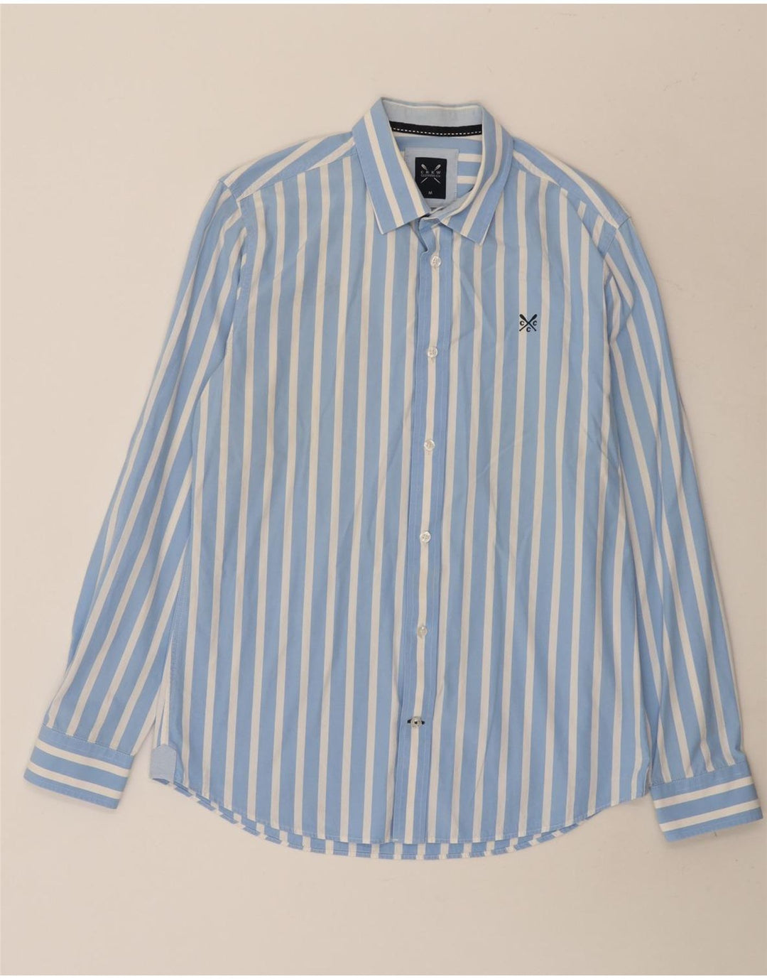 Crew Clothing Camisa para hombre Algodón a rayas azul medio