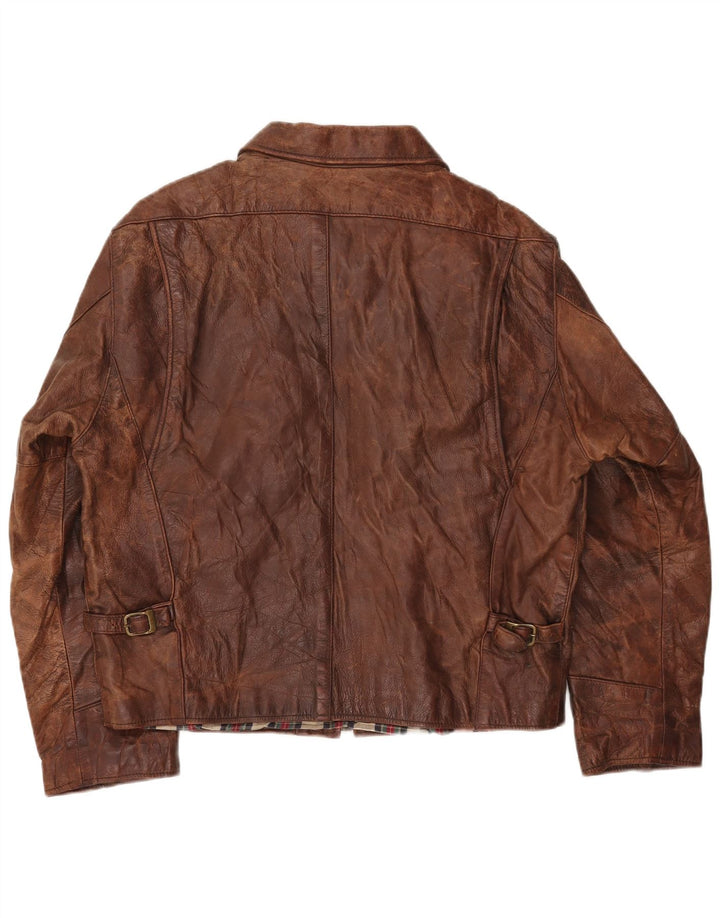 Americanino Chaqueta de cuero extragrande para mujer UK 46 Cuero marrón grande