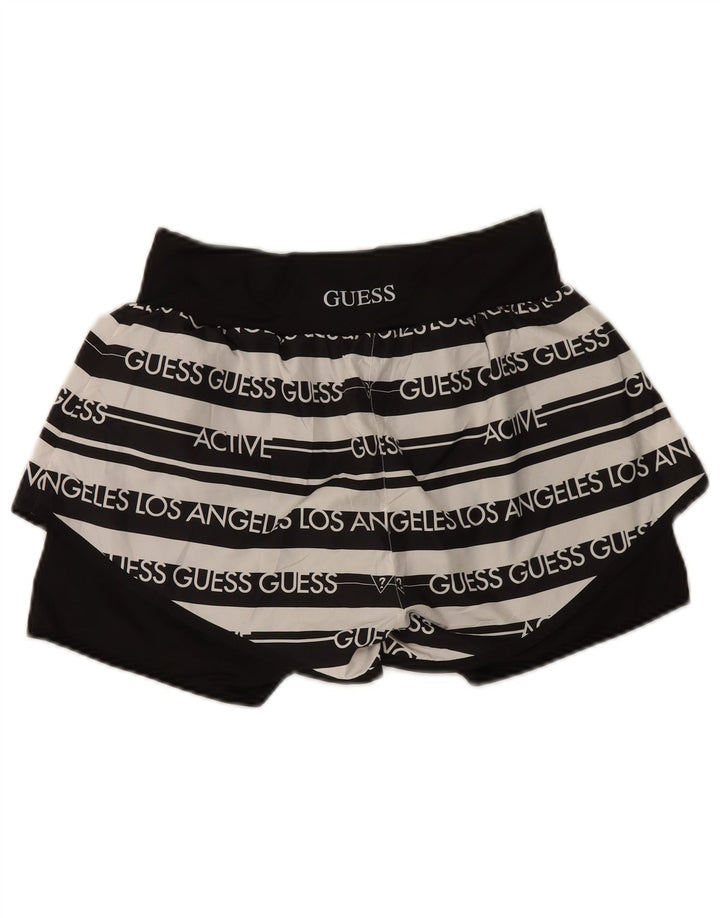 Guess Pantalones cortos deportivos gráficos para mujer UK 12 Mediano Poliéster a rayas negras