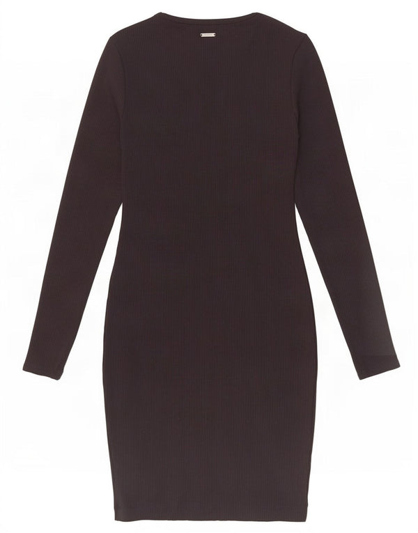 Guess Vestido ajustado de manga larga para mujer UK 6 XS Rayón marrón