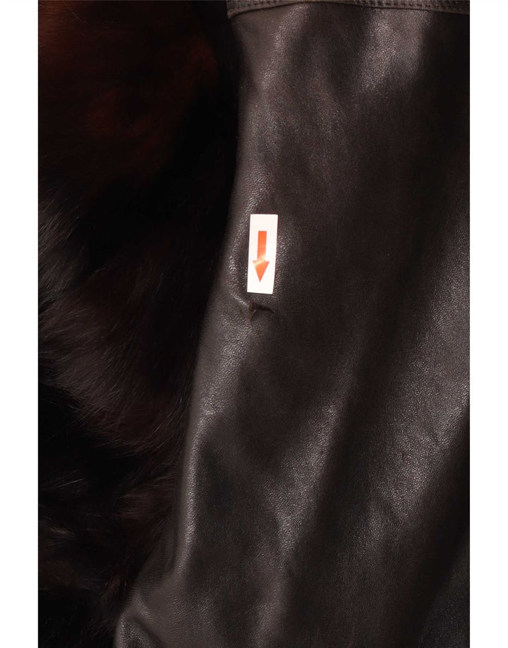 Ruffo Chaqueta de cuero extragrande de piel sintética para mujer UK 40 XL Marrón