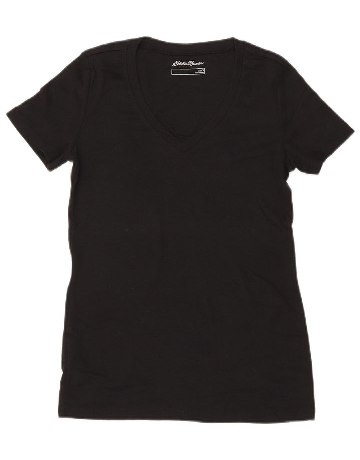 EDDIE BAUER Camiseta para mujer Top UK 10 Small Black Cotton