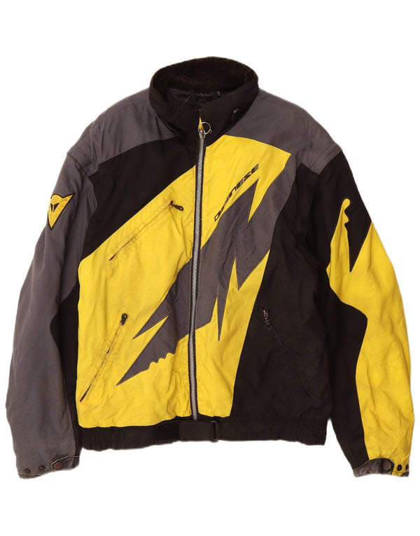 Dainese Moto Racer Biker Jacket para hombre UK 38 Medium Yellow Colourblock Nylon